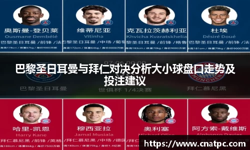 巴黎圣日耳曼与拜仁对决分析大小球盘口走势及投注建议